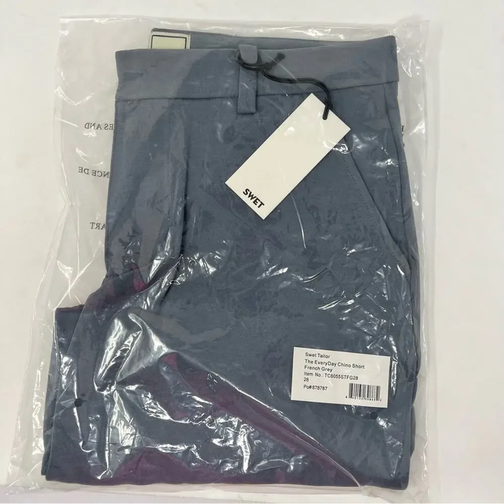 Swet Tailor‎ Shorts Size 28 The Everyday Chino Jersey French Grey Pockets NEW